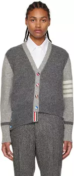 Серый кардиган Donegal с 4 полосами Thom Browne