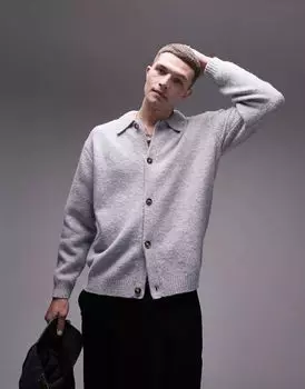 Серый кардиган на пуговицах Topman
