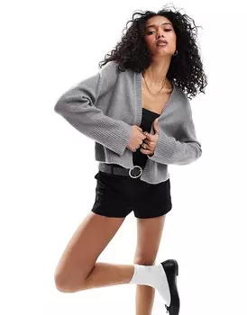 Серый кардиган с краями ASOS DESIGN