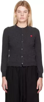 Серый кардиган с маленькой нашивкой-сердечком Comme des Garons Play