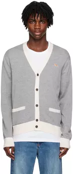 Серый кардиган с нашивкой Baby Fox Maison Kitsune