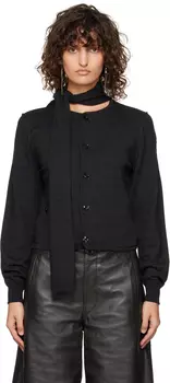 Серый кардиган с перекрученным шарфом LEMAIRE