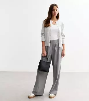 Серый кардиган тонкой вязки с круглым вырезом New Look, бледно-серый