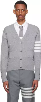 Серый кашемировый кардиган Thom Browne