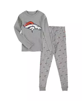 Серый комплект для сна с футболкой и брюками с длинными рукавами Little Boys Denver Broncos Outerstuff