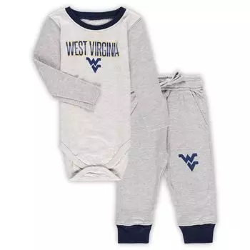 Серый комплект из боди и брюк с длинными рукавами Infant Wes & Willy Heather West Virginia Mountaineers Jie Jie Unbranded