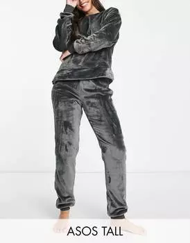 Серый комплект из супермягкого флиса и джоггеров ASOS DESIGN Tall lounge
