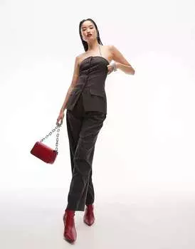 Серый корсет в тонкую полоску Topshop