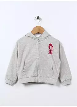 Серый меланжевый детский свитер с воротником с капюшоном 22FWG-42 Mammaramma, серый