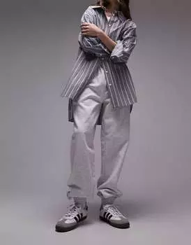 Серый меланжевый джоггер большого размера с манжетами Topshop