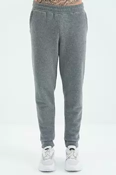 Серый меланжевый флисовый мужской спортивный костюм со скрытой молнией и вышитым логотипом AIR JONES