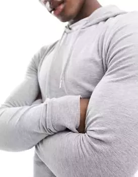 Серый меланжевый худи ASOS