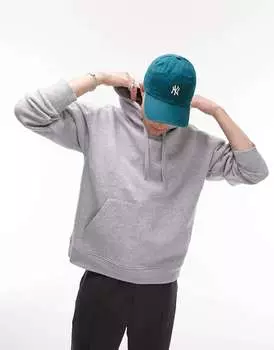 Серый меланжевый худи оверсайз Topman