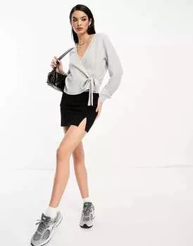 Серый меланжевый кардиган с запахом Vero Moda