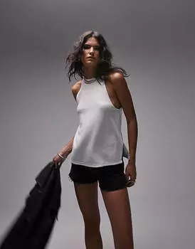 Серый меланжевый повседневный топ в рубчик Topshop Premium