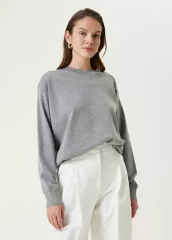 Серый меланжевый шерстяной свитер Beymen