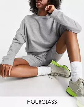 Серый меланжевый спортивный костюм свободного покроя в рубчик ASOS DESIGN Hourglass