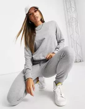 Серый меланжевый спортивный костюм узкого кроя ASOS DESIGN