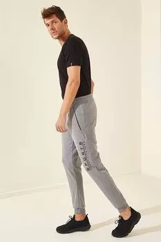 Серый меланжевый спортивный спортивный текст с принтом, стандартный формованный мужской спортивный костюм Jogger TOMMYLIFE