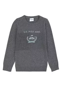 Серый меланжевый свитер для мальчика WANGERKIDS U.S. Polo Assn., серый