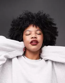 Серый меланжевый свитшот Topshop Curve премиум-класса с круглым вырезом и швами