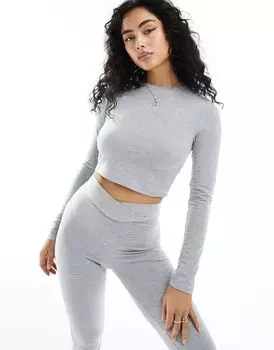 Серый меланжевый топ с длинными рукавами Miss Selfridge