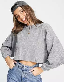 Серый меланжевый топ с рукавами \"летучая мышь\" ASOS DESIGN