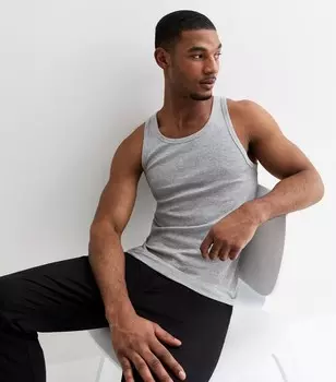 Серый меланжевый трикотаж в рубчик с облегающим силуэтом New Look, серый