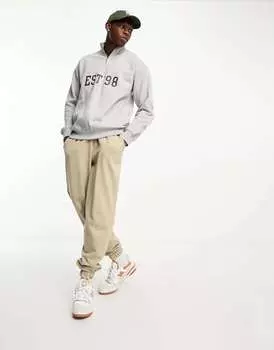 Серый меланжевый университетский воротник с воротником-воронкой на молнии 1/4 New Look