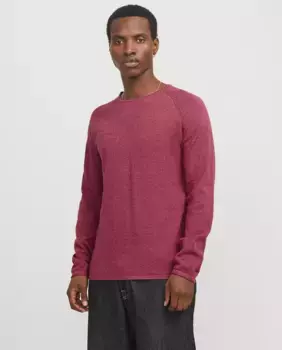 Серый мужской свитер с круглым вырезом Jack & Jones, бордовый