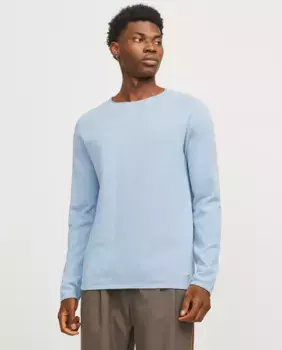 Серый мужской свитер с круглым вырезом Jack & Jones, голубой