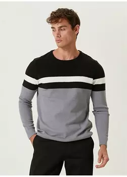 Серый мужской свитер Slim Fit с воротником с капюшоном Network