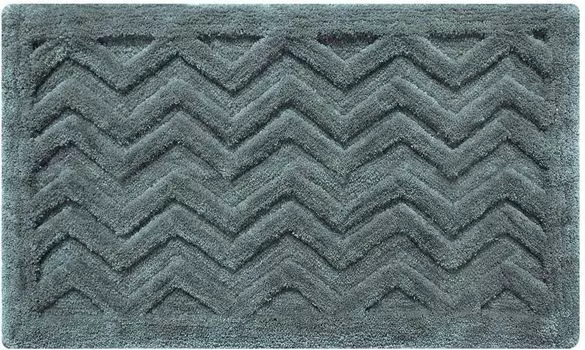 Серый нескользящий коврик для ванной с глубоким ворсом HOMESCAPES Chevron