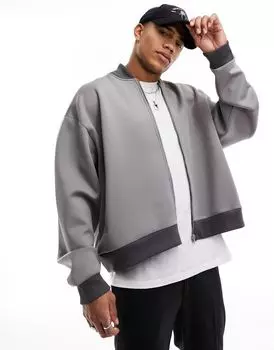 Серый объемный бомбер ASOS DESIGN