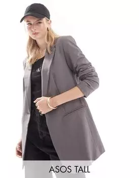 Серый однобортный пиджак ASOS DESIGN Tall