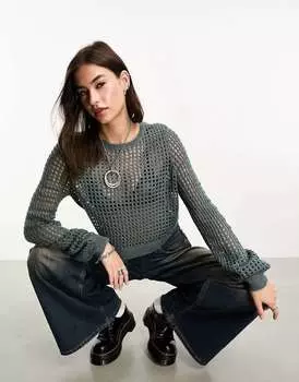 Серый открытый вязаный джемпер Noisy May