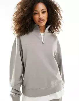 Серый оверсайз-толстовка на молнии ASOS