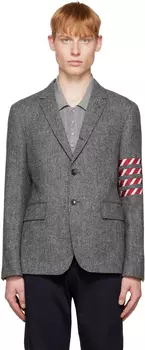Серый пиджак прямого кроя Thom Browne