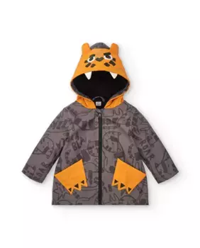 Серый плащ для мальчика с тигровым капюшоном Tuc tuc