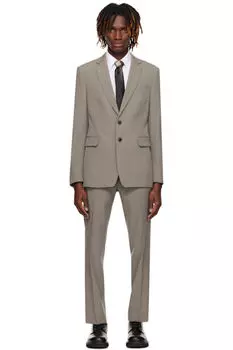 Серый приталенный костюм Dries Van Noten