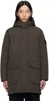 Серый пуховик с капюшоном Stone Island