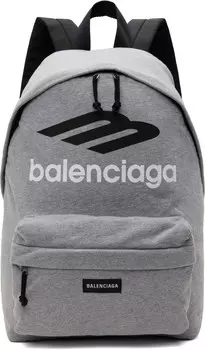 Серый рюкзак Explorer Balenciaga, Heather grey/Light black/White