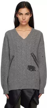 Серый рваный свитер We11done