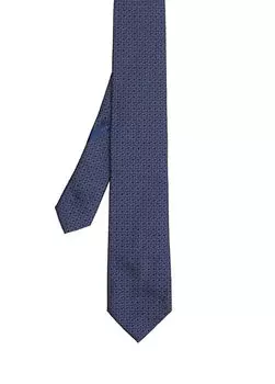 Серый шелковый галстук Ferragamo, синий