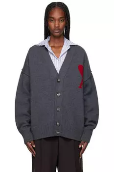 Серый шерстяной кардиган Ami de Coeur AMI Paris