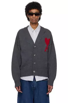 Серый шерстяной кардиган Ami de Coeur AMI Paris