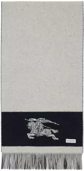 Серый шерстяной шарф с логотипом EKD Burberry, Plaster
