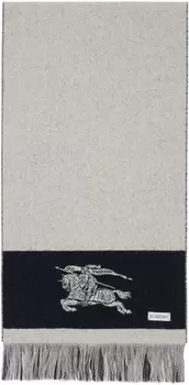 Серый шерстяной шарф с логотипом EKD Burberry, Plaster