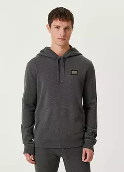 Серый шерстяной свитер essential с капюшоном и логотипом Dolce&Gabbana