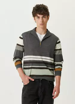 Серый шерстяной свитер в полоску Paul Smith